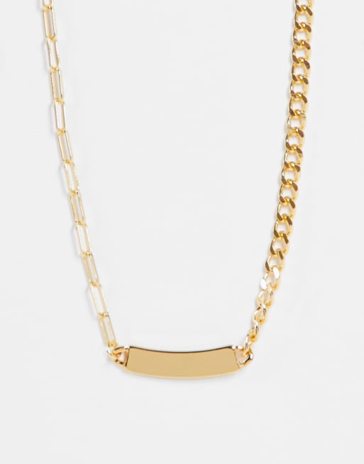 Mango - Collana a catenine miste color oro con chiusura a T