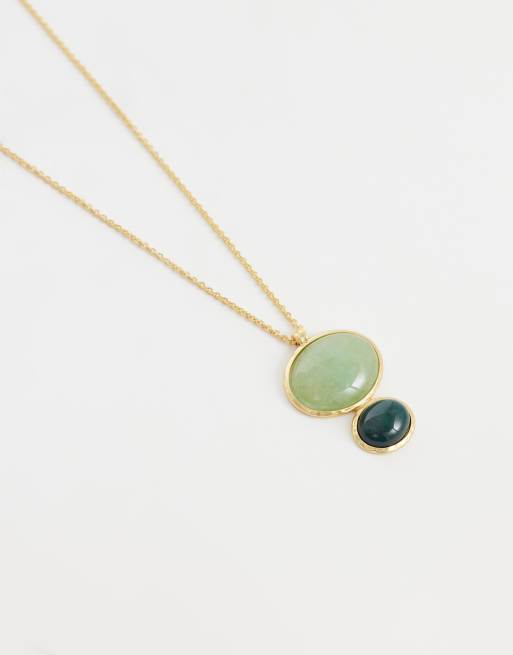 Mango - Collana color oro con ciondolo con pietre verdi, 4 di 4