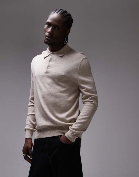 Mango collar detail sweater in beige - view 1