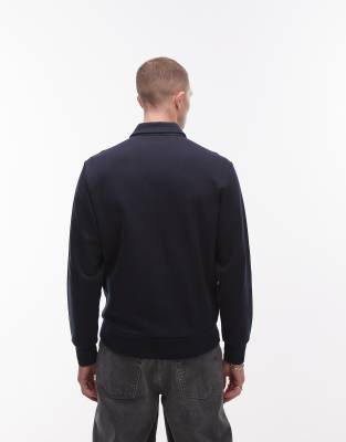 Mango Collared Sweatshirt In Navy