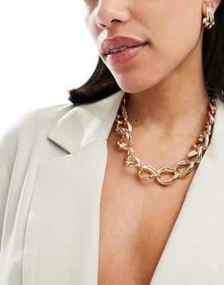 Mango chunky chain necklace in gold - ASOS Price Checker