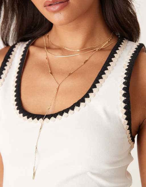 Mango - Collier à pendentif chaîne - Doré