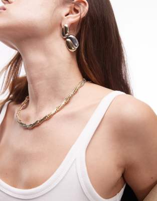 Mango - Collier chaîne à maillons torsadés - Doré