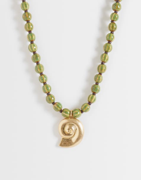 Mango - Collier de perles avec coquillage - Doré - view 1