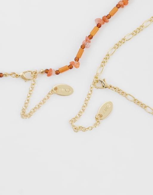 Mango - Collier multi-rangs - Orange et doré, 3 de 3