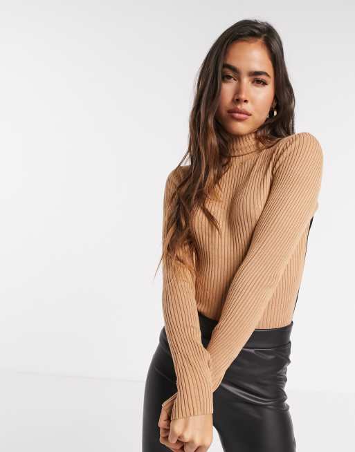 Camel coloured roll neck jumper best sale