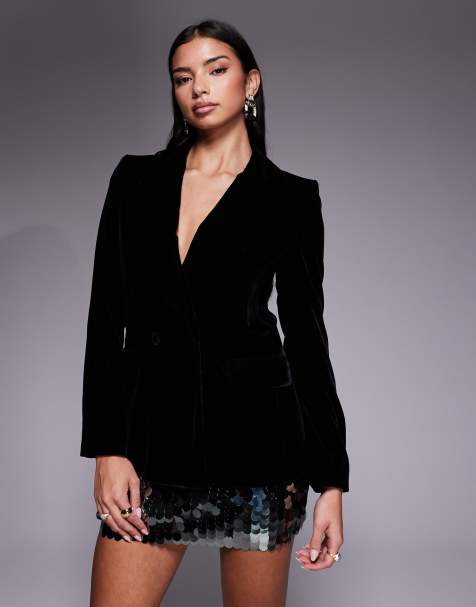 Mango – Combi – Blazer aus Samt in Schwarz - view 1