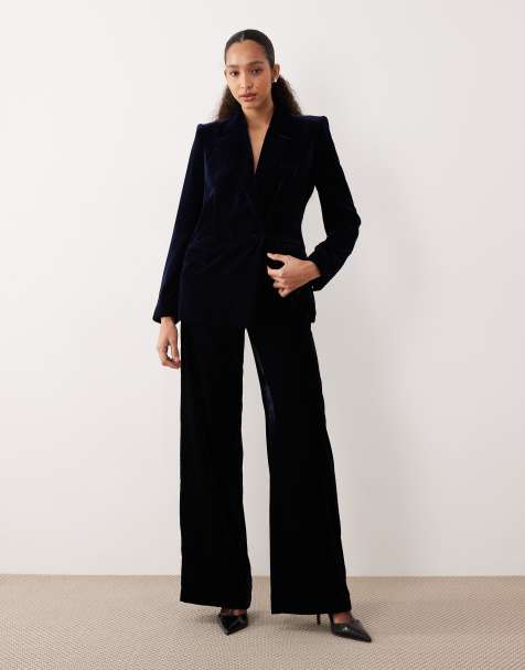 Mango Combi velvet blazer and tailored trouser co-ord in black - view 1