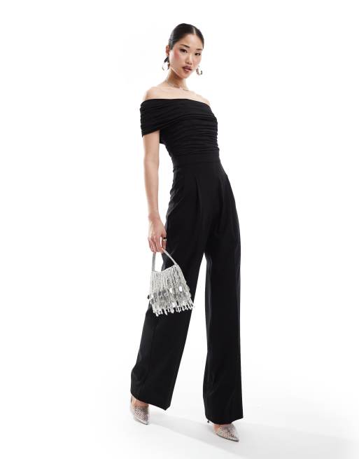 Mango - Combinaison à encolure Bardot - Noir