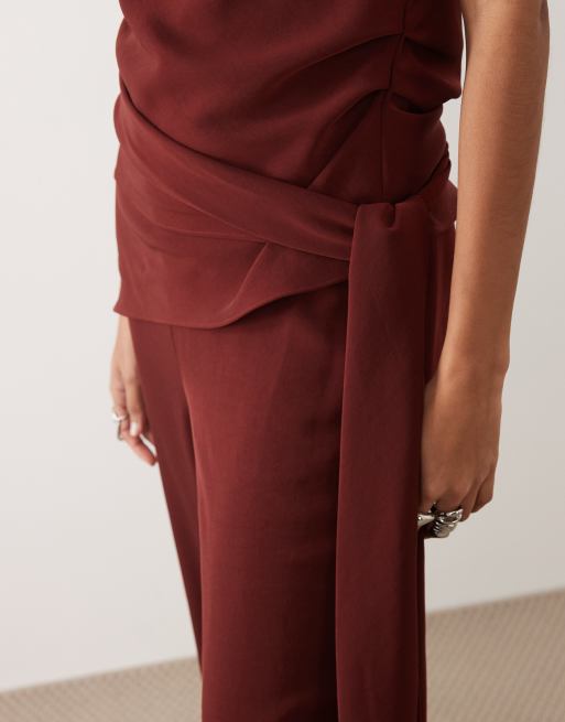 Mango - Combinaison asymétrique nouée à la taille - Rouge profond, 3 de 4
