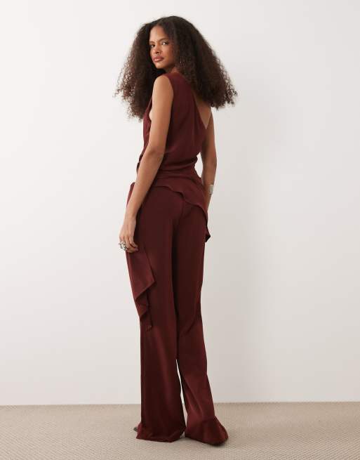 Mango - Combinaison asymétrique nouée à la taille - Rouge profond, 4 de 4