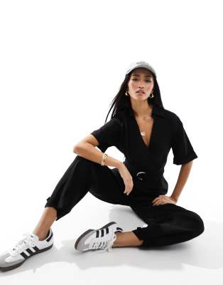 Mango - Combinaison avec ceinture à boucle - Noir