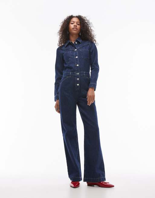 Mango Outlet Combinaison Jean Femme Manche Longue Manches Longues