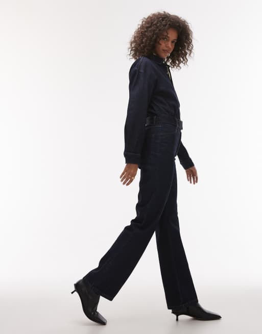 Mango - Combinaison en jean avec ceinture - Bleu foncé, 3 de 4