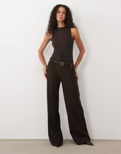 Mango combinaison sans manches avec ceinture marron foncé - view 1