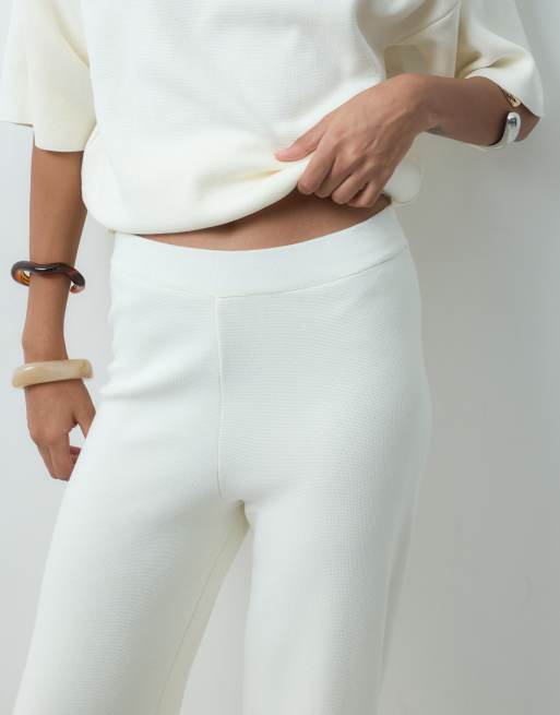 Mango Comet knitted trouser co-ord in ecru, 3 of 5