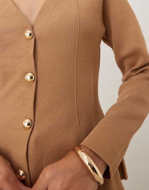 Mango - Compact gebreid vest met wijduitlopende zoom in bruin, 3 van 4
