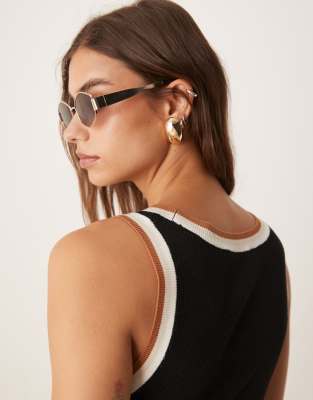 Mango Compact Knit Midi Dress With Contrast Tipping