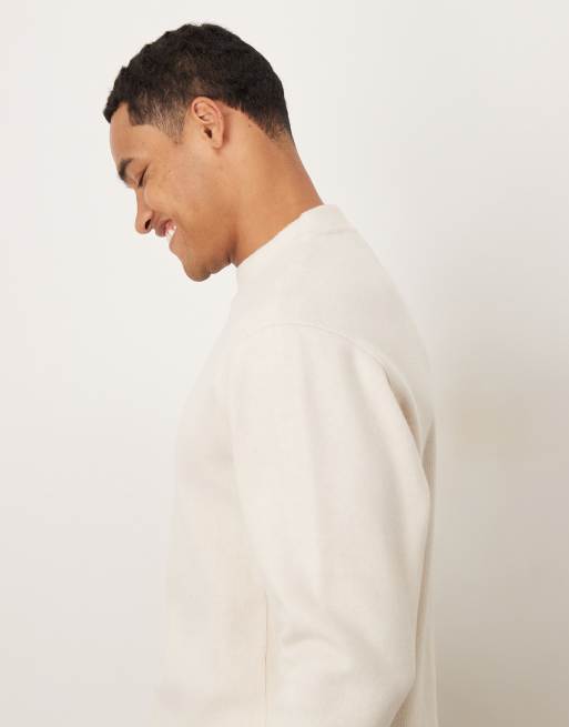 Mango compact knit mock neck jumper in ecru, 4 of 5