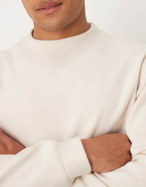 Mango compact knit mock neck jumper in ecru, 5 of 5