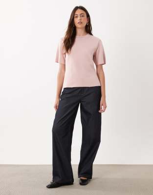 Mango Compact Knit T-shirt In Pink