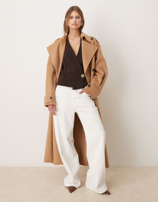 Mango compact knit wrap waist cardigan with gold button in brown, 2 of 4