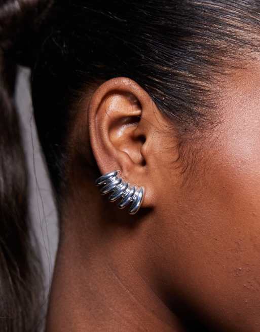 Mango con Kaia Gerber - Orecchini zigrinati earcuff color argento