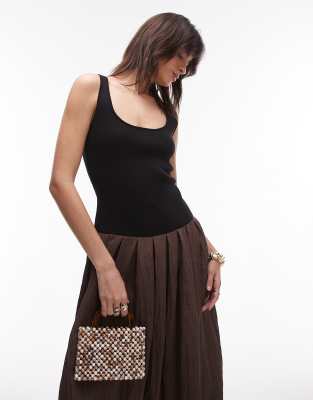 Shop Mango Contrast Drop Waist Pleated Dress
