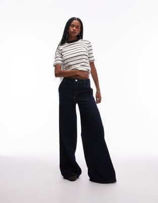 mango contrast neck striped t-shirt in white