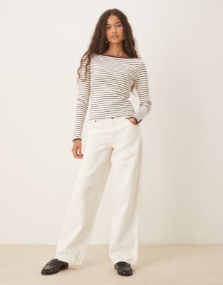 Mango Contrast Tipping Long Sleeve Top In Red