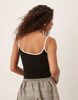 Shop Mango Contrast Trim Slim Fit Tank Top