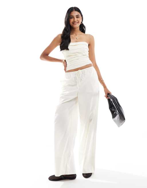 Mango - Coordinato bianco con canottiera e pantaloni allacciati in vita