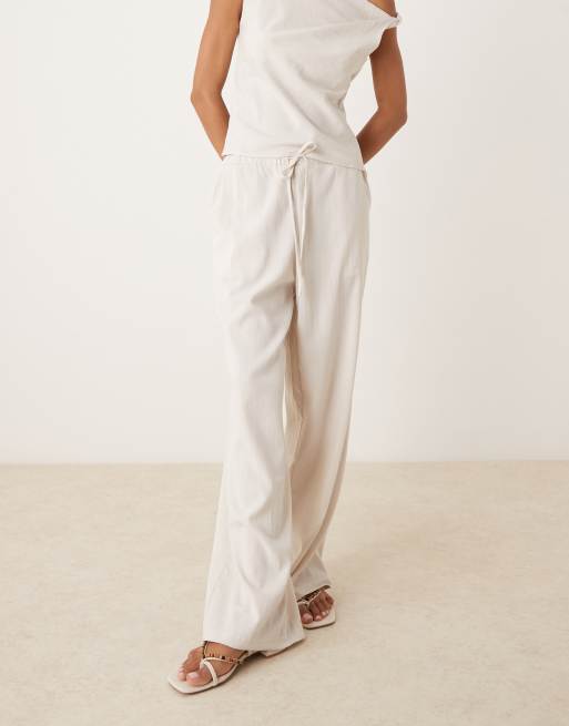 Mango - Coordinato color avorio con pantaloni e canotta modellante con spalla intrecciata