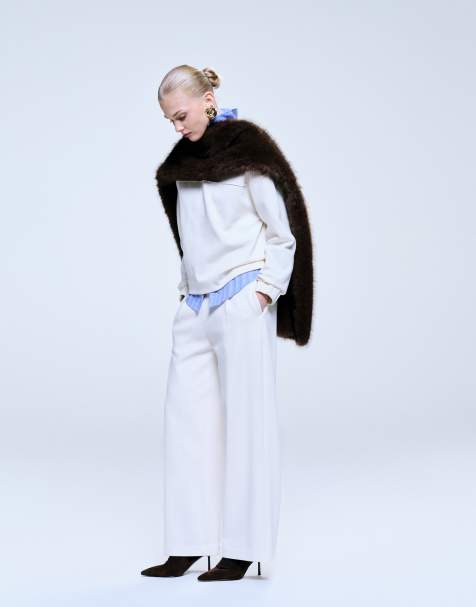 Mango - Coordinato con felpa e joggers in piqué color crema - view 1