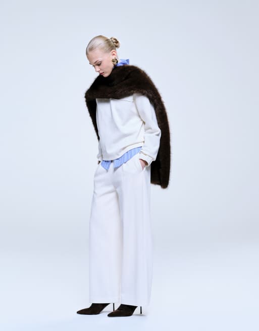 Mango - Coordinato con felpa e joggers in piqué color crema