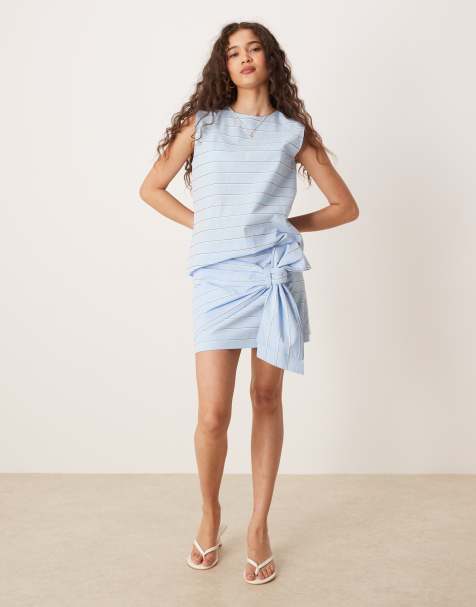 Mango - Coordinato in cotone azzurro a righe - view 1