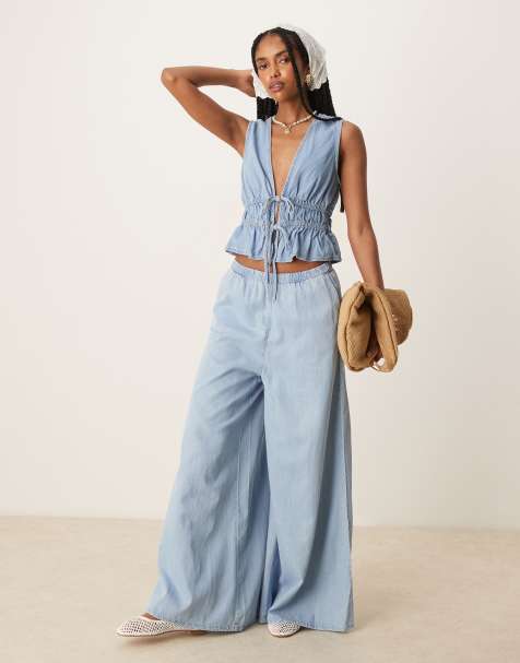 Mango - Coordinato in denim morbido azzurro - view 1