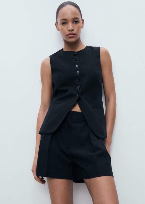 Mango - Coordinato sartoriale nero con pantaloncini e gilet accollato - view 1