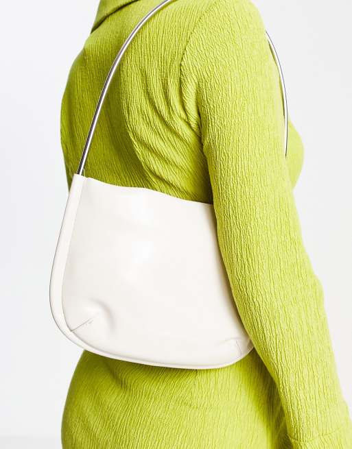 Mango - Copper - Borsa da spalla bianca arrotondata con manico a catenina color argento