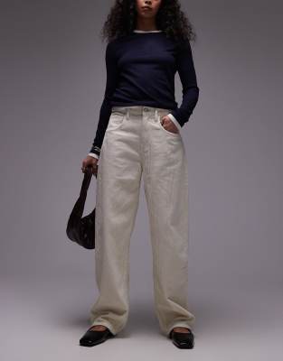Mango Cord Barrel Leg Jeans In White In White