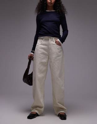 cord barrel leg jeans in white