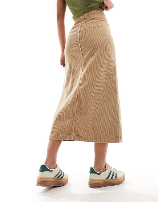 Mango cord button down skirt in brown, 3 of 5
