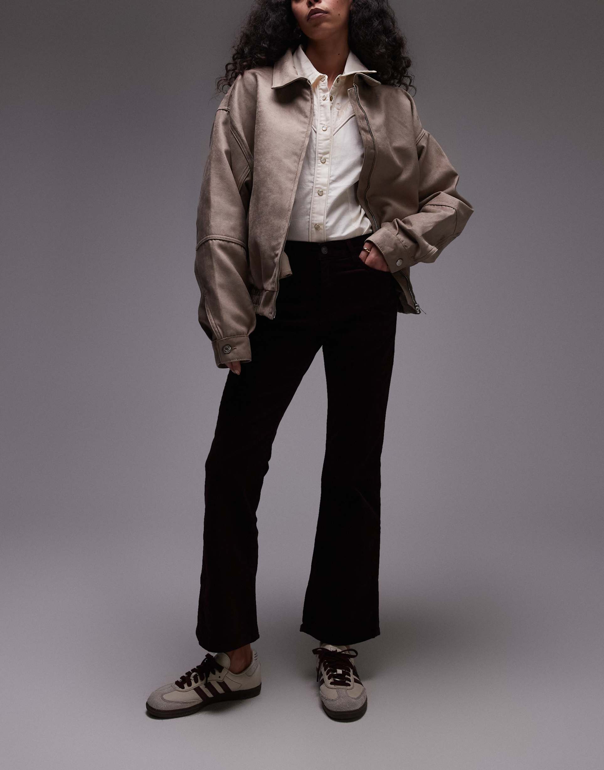 mango cord cropped jeans in burgundy