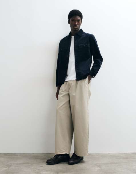Mango cord overshirt in navy - view 1