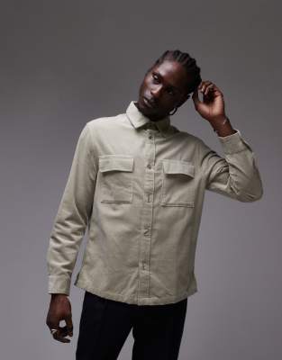 Mango Cord Shirt In Green