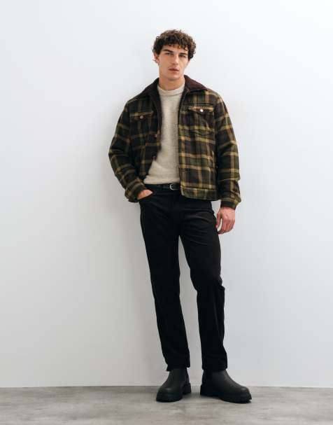 Mango cord straight trouser in dark brown - view 1