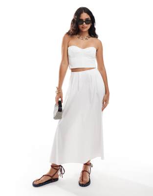 Mango corset bandeau top and skirt co-ord set in white | ASOS