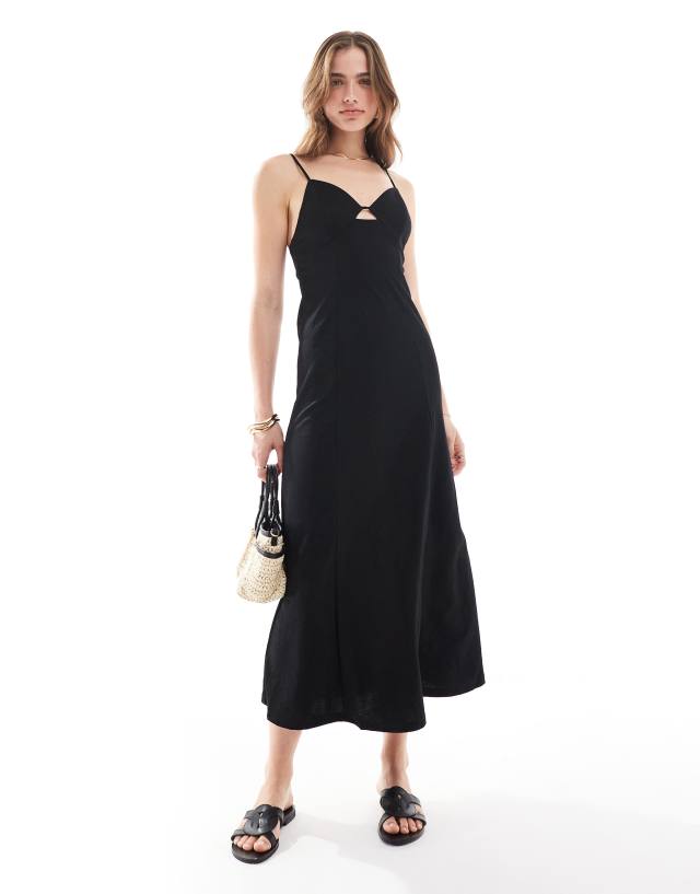 Mango - corset top midi dress in black