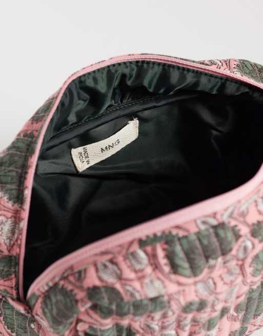 Mango cosmetic bag met roze en groene bloemenprint, 3 van 4