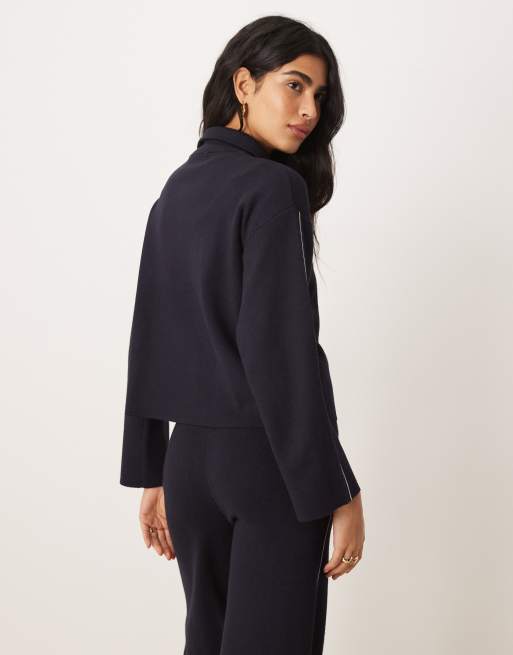 Mango - Cosmus - Felpa accollata blu navy con zip corta in coordinato, 2 di 4